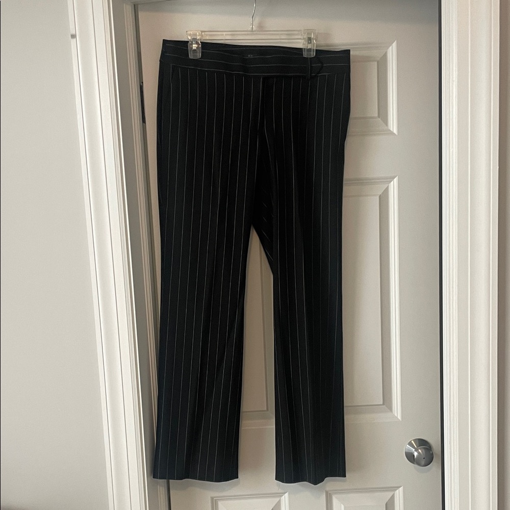 LOFT Black and White Striped Trousers
